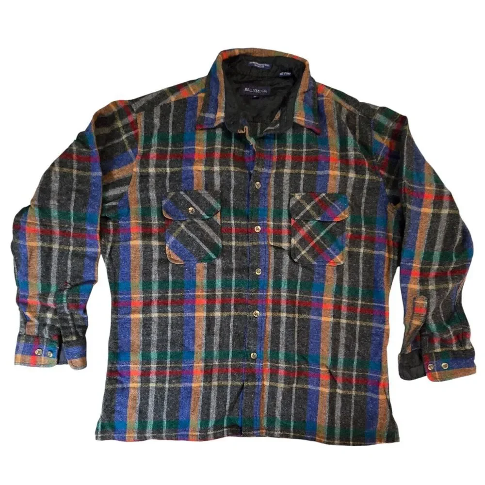 Ballymoor Vintage Plaid Flannel Shirt 70's 80's Rockabilly Surf Wool Outdoors - Picture 1 of 6